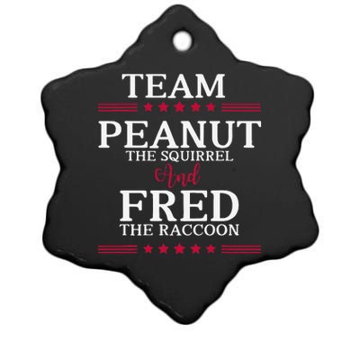 Team Peanut The Squirrel And Fred The Raccoon Ceramic Star Ornament