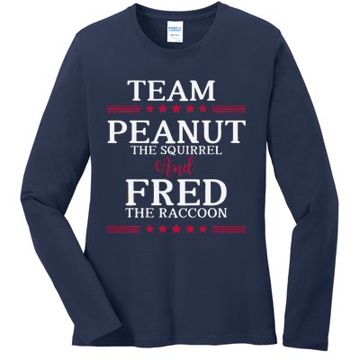 Team Peanut The Squirrel And Fred The Raccoon Ladies Long Sleeve Shirt