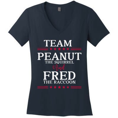 Team Peanut The Squirrel And Fred The Raccoon Women's V-Neck T-Shirt