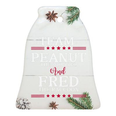 Team Peanut The Squirrel And Fred The Raccoon Ceramic Bell Ornament