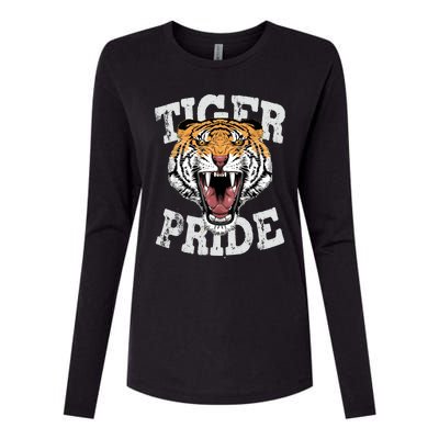 Tiger Pride Tiger Mascot Vintage School Sports Team Football Womens Cotton Relaxed Long Sleeve T-Shirt