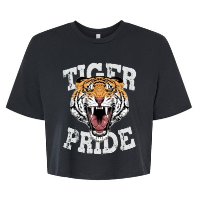 Tiger Pride Tiger Mascot Vintage School Sports Team Football Bella+Canvas Jersey Crop Tee