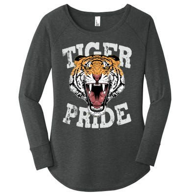 Tiger Pride Tiger Mascot Vintage School Sports Team Football Women's Perfect Tri Tunic Long Sleeve Shirt