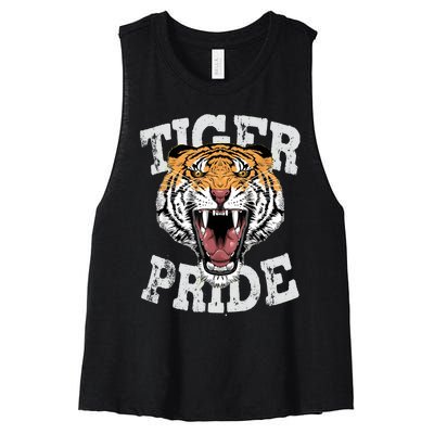 Tiger Pride Tiger Mascot Vintage School Sports Team Football Women's Racerback Cropped Tank