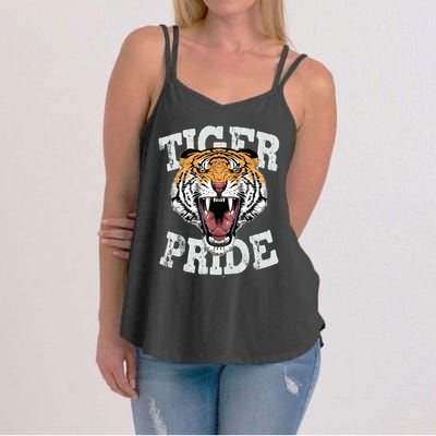 Tiger Pride Tiger Mascot Vintage School Sports Team Football Women's Strappy Tank