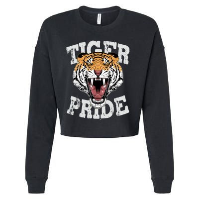 Tiger Pride Tiger Mascot Vintage School Sports Team Football Cropped Pullover Crew