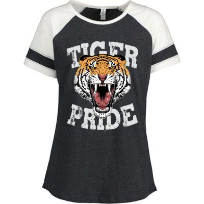 Tiger Pride Tiger Mascot Vintage School Sports Team Football Enza Ladies Jersey Colorblock Tee