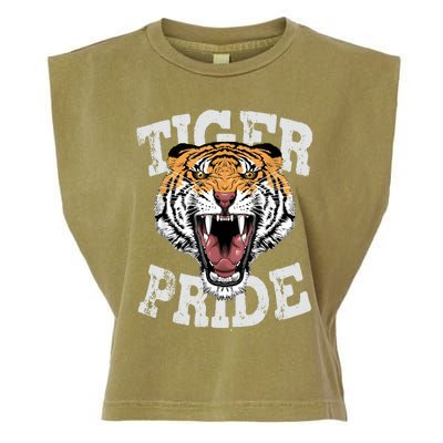 Tiger Pride Tiger Mascot Vintage School Sports Team Football Garment-Dyed Women's Muscle Tee