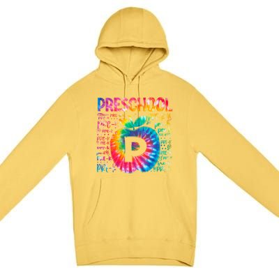 Team Preschool Typography Tie Dye Back To School Teacher Great Gift Premium Pullover Hoodie