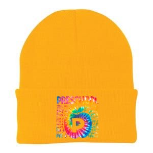 Team Preschool Typography Tie Dye Back To School Teacher Great Gift Knit Cap Winter Beanie