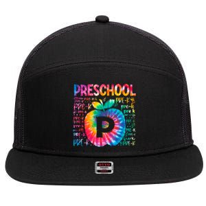 Team Preschool Typography Tie Dye Back To School Teacher Great Gift 7 Panel Mesh Trucker Snapback Hat