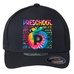 Team Preschool Typography Tie Dye Back To School Teacher Great Gift Flexfit Unipanel Trucker Cap