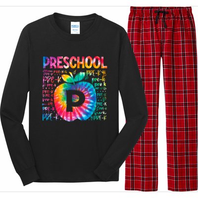 Team Preschool Typography Tie Dye Back To School Teacher Great Gift Long Sleeve Pajama Set