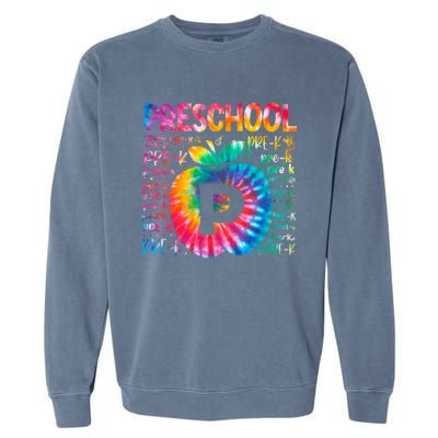 Team Preschool Typography Tie Dye Back To School Teacher Great Gift Garment-Dyed Sweatshirt