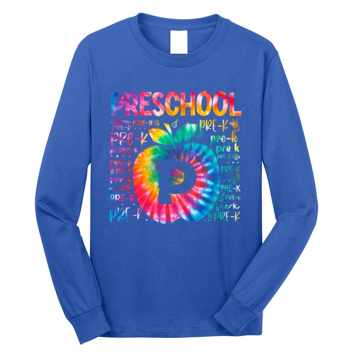 Team Preschool Typography Tie Dye Back To School Teacher Great Gift Long Sleeve Shirt