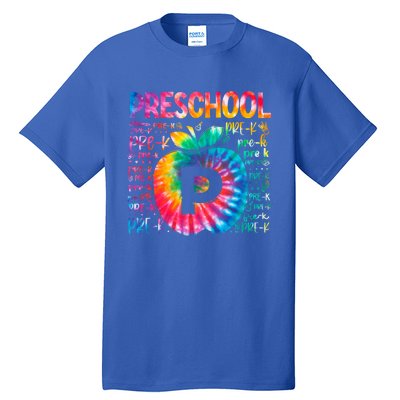 Team Preschool Typography Tie Dye Back To School Teacher Great Gift Tall T-Shirt