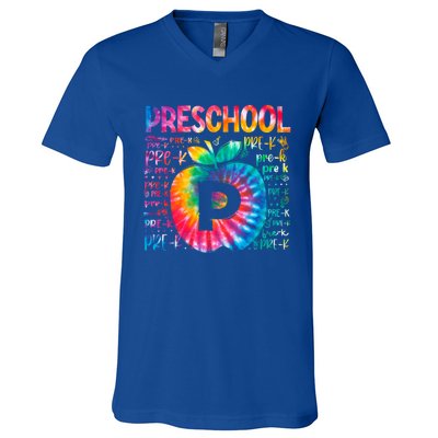 Team Preschool Typography Tie Dye Back To School Teacher Great Gift V-Neck T-Shirt