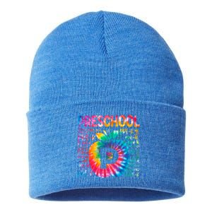 Team Preschool Typography Tie Dye Back To School Teacher Great Gift Sustainable Knit Beanie