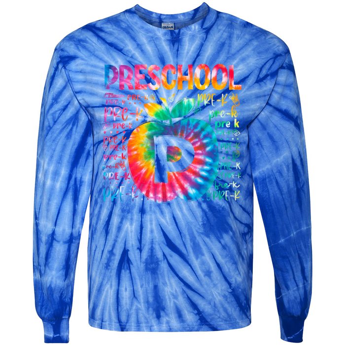 Team Preschool Typography Tie Dye Back To School Teacher Great Gift Tie-Dye Long Sleeve Shirt