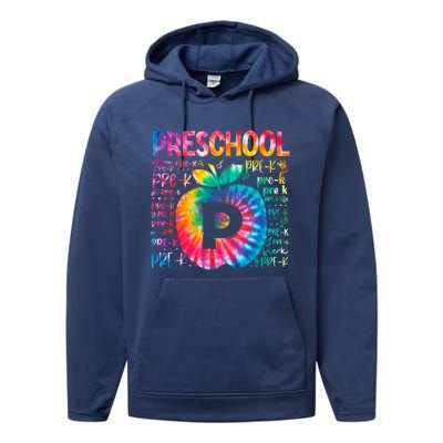 Team Preschool Typography Tie Dye Back To School Teacher Great Gift Performance Fleece Hoodie