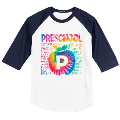 Team Preschool Typography Tie Dye Back To School Teacher Great Gift Baseball Sleeve Shirt