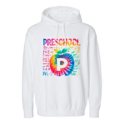 Team Preschool Typography Tie Dye Back To School Teacher Great Gift Garment-Dyed Fleece Hoodie