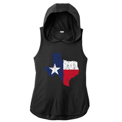 Texas Proud Texan Patriot American USA Flag Vintage Map Ladies PosiCharge Tri-Blend Wicking Draft Hoodie Tank