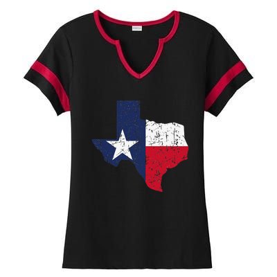 Texas Proud Texan Patriot American USA Flag Vintage Map Ladies Halftime Notch Neck Tee