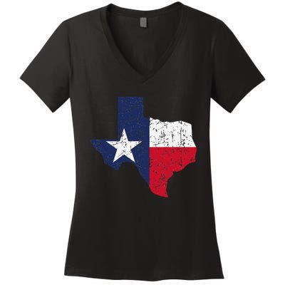 Texas Proud Texan Patriot American USA Flag Vintage Map Women's V-Neck T-Shirt