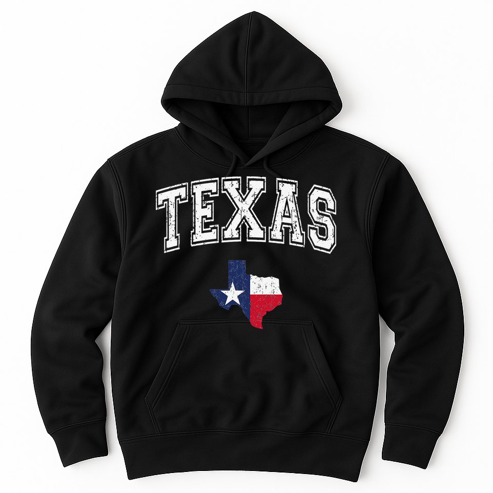 Texas Proud Texan Patriot American USA Flag Vintage Map Hoodie