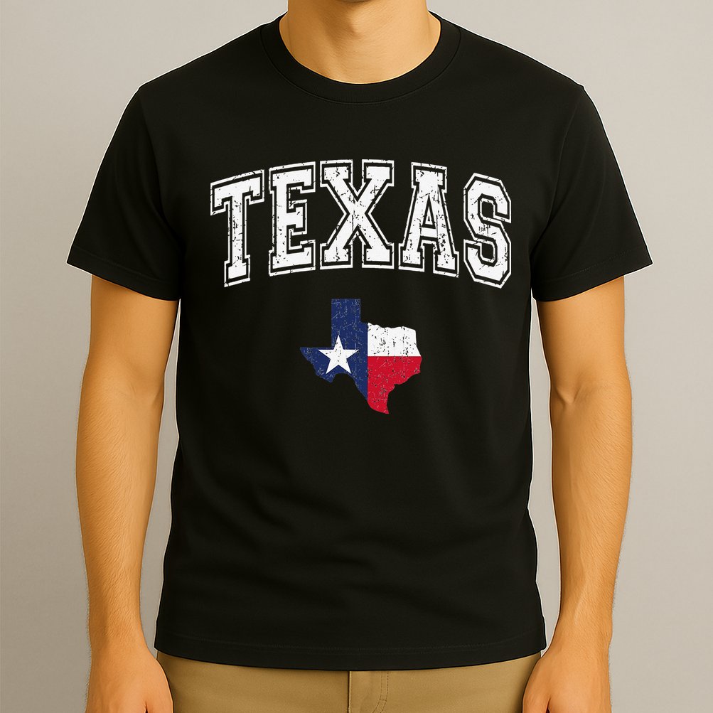 Texas Proud Texan Patriot American USA Flag Vintage Map T-Shirt