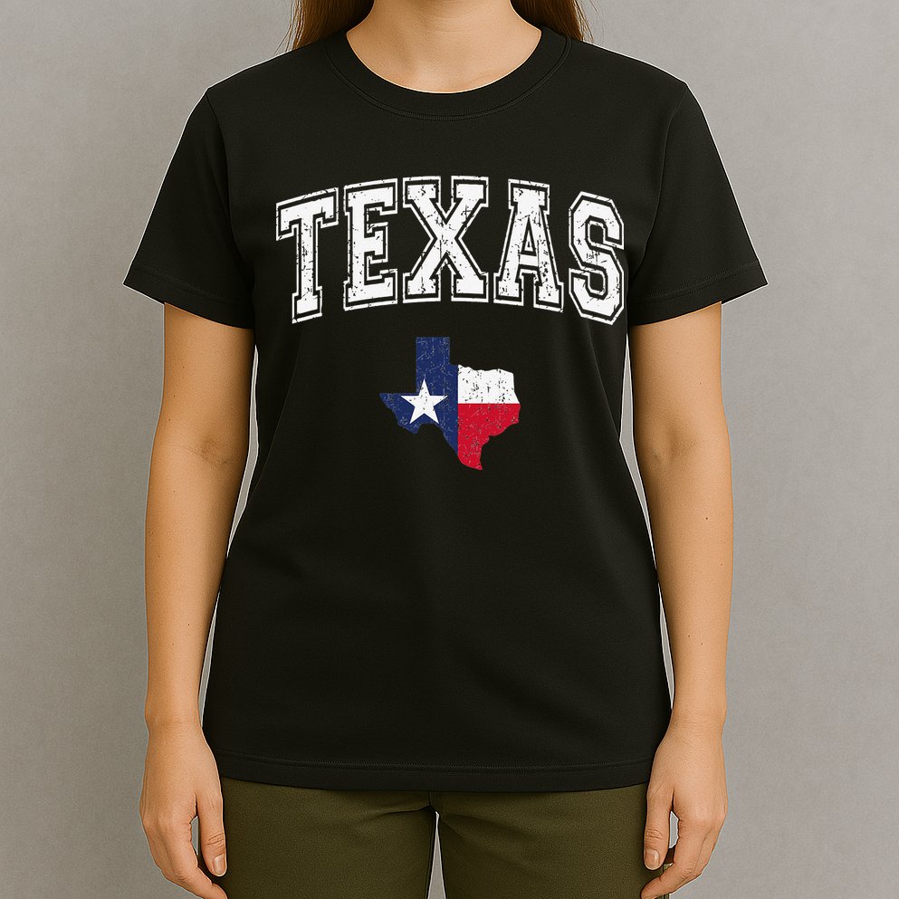 Texas Proud Texan Patriot American USA Flag Vintage Map T-Shirt