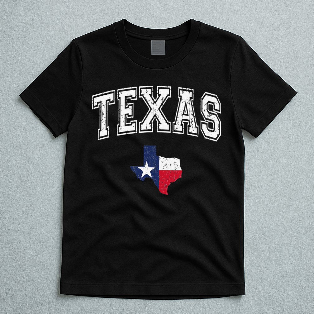 Texas Proud Texan Patriot American USA Flag Vintage Map T-Shirt