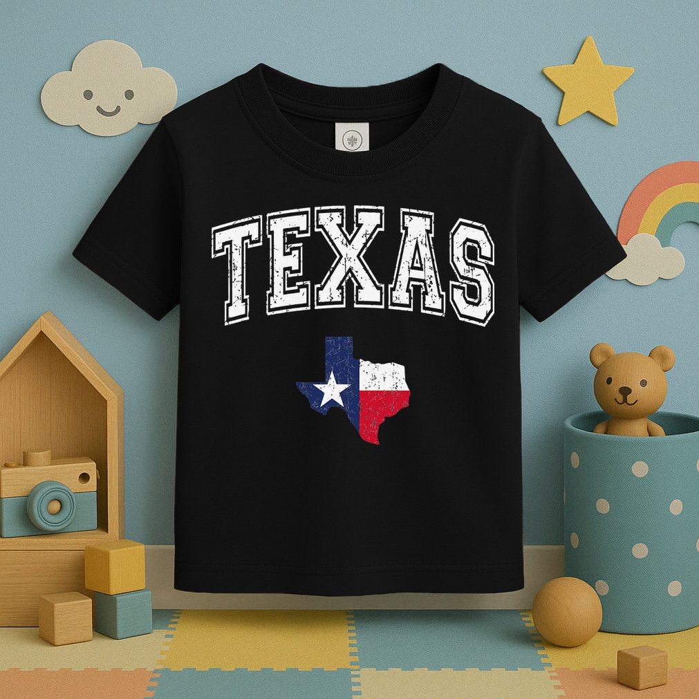 Texas Proud Texan Patriot American USA Flag Vintage Map Toddler T-Shirt