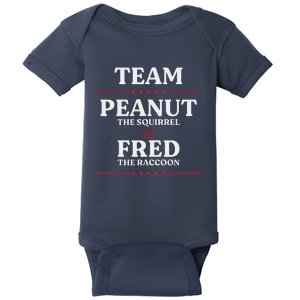 Team Peanut The Squirrel And Fred The Raccoon Justice Baby Bodysuit