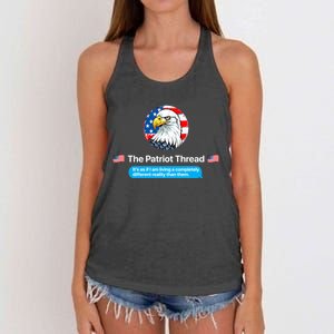 The Patriot Thread Living A Completely Different Reality Women's Knotted Racerback Tank