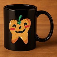 Tooth Pumpkin 11oz C Handle Ceramic Mug