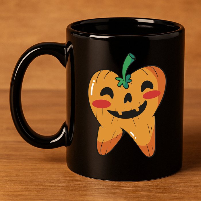 Tooth Pumpkin 11oz C Handle Ceramic Mug