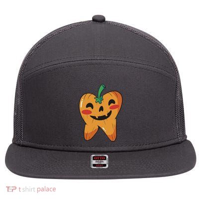 Tooth Pumpkin 7 Panel Mesh Trucker Snapback Hat