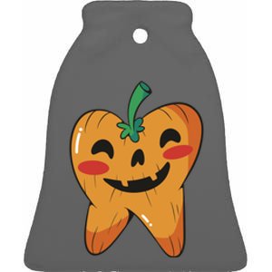 Tooth Pumpkin Ceramic Bell Ornament