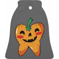 Tooth Pumpkin Ceramic Bell Ornament