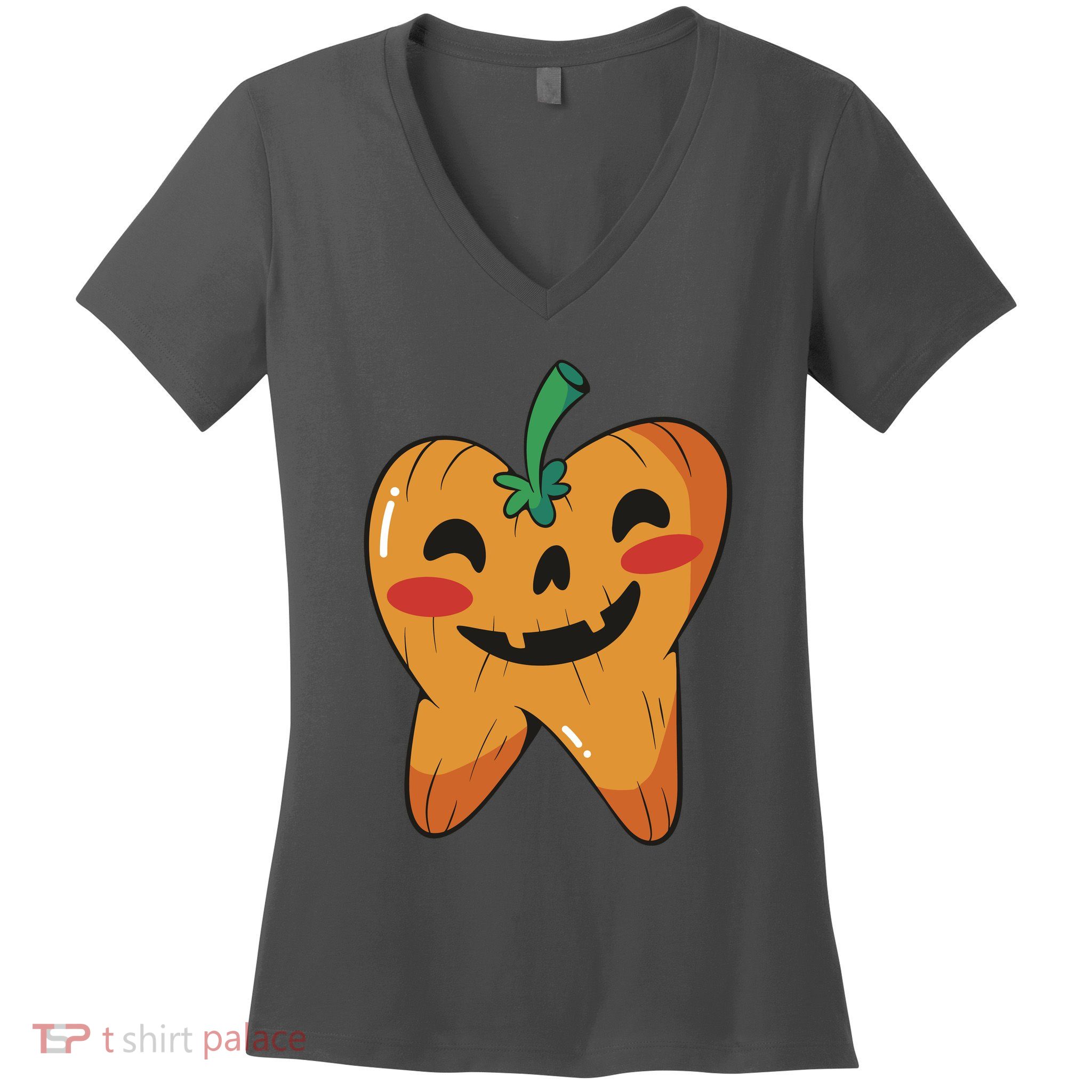 Tooth Pumpkin Women's V-Neck T-Shirt