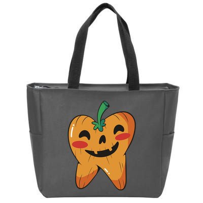 Tooth Pumpkin Zip Tote Bag