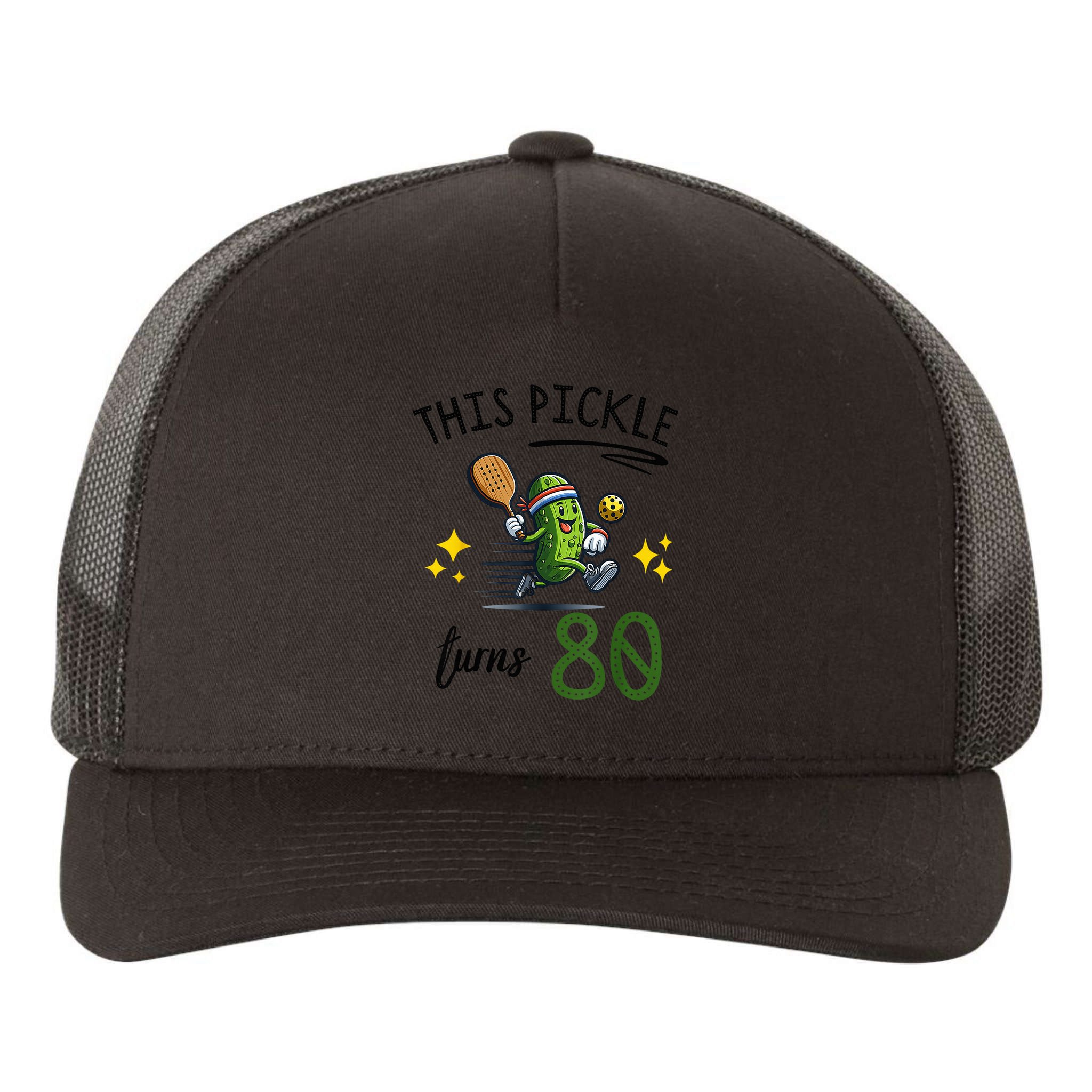 THIS PICKLE TURNS 80 PICKLEBALL 80th BIRTHDAY Yupoong Adult 5-Panel Trucker Hat