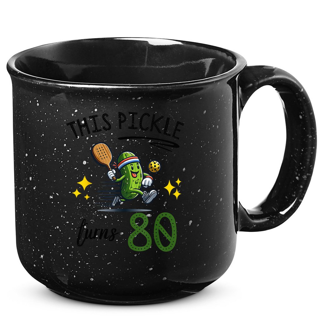 THIS PICKLE TURNS 80 PICKLEBALL 80th BIRTHDAY 15oz Campfire Ceramic Mug