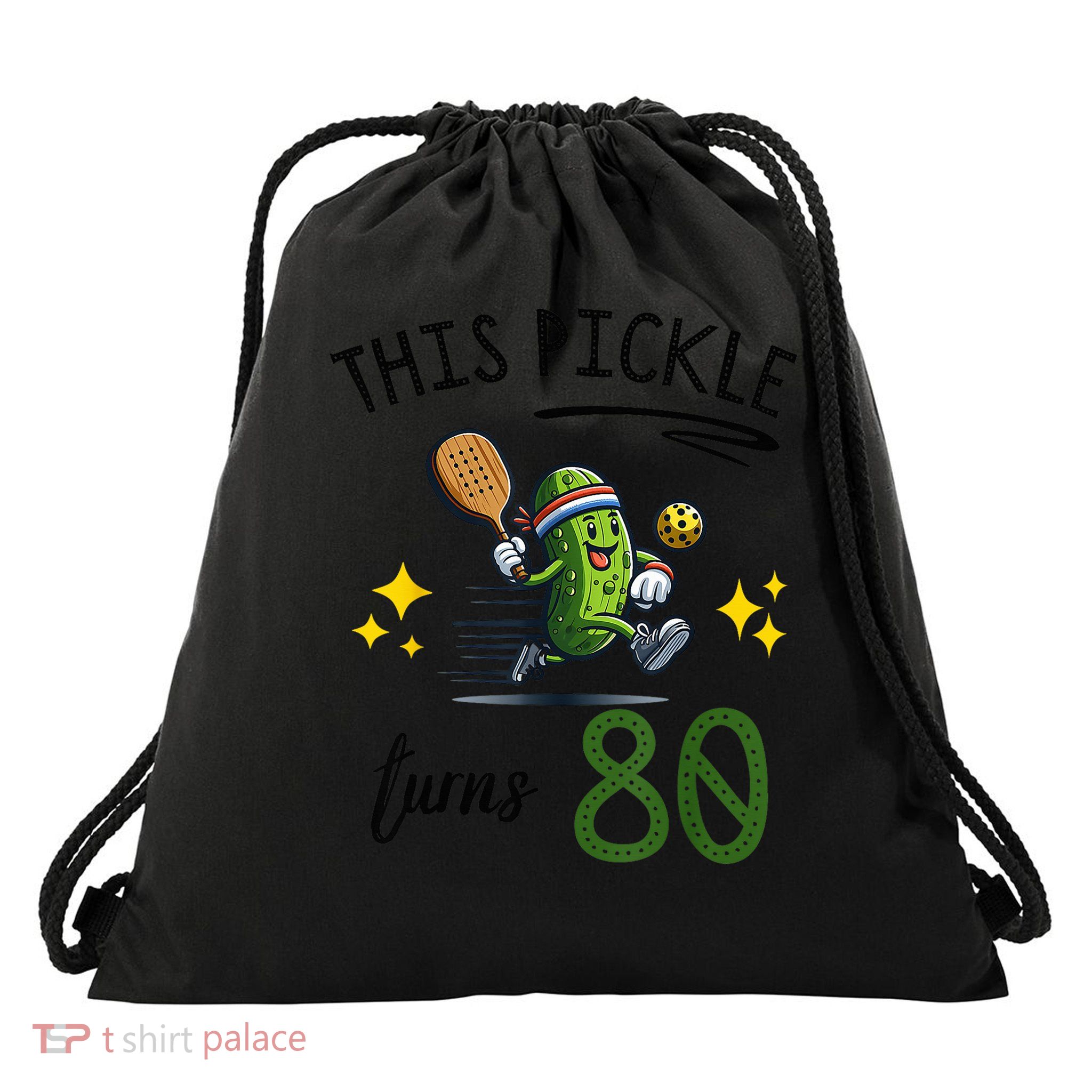 THIS PICKLE TURNS 80 PICKLEBALL 80th BIRTHDAY Drawstring Bag