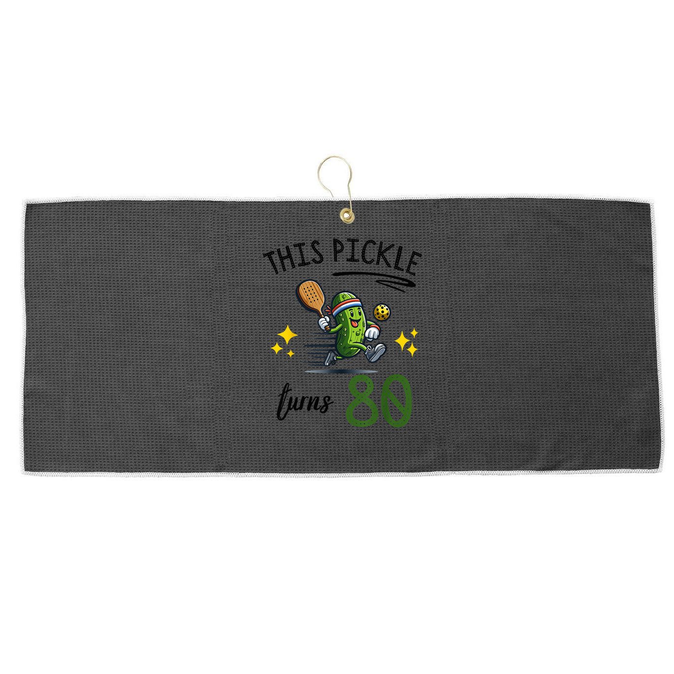 THIS PICKLE TURNS 80 PICKLEBALL 80th BIRTHDAY Large Microfiber Waffle Golf Towel