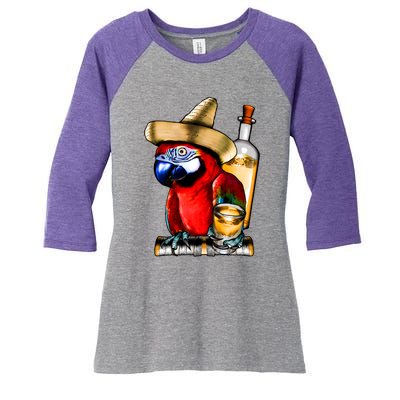 Tequilla Parrot Women's Tri-Blend 3/4-Sleeve Raglan Shirt