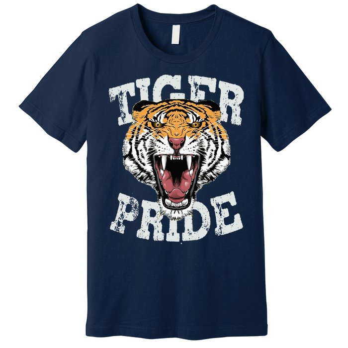 Tiger Pride Tiger Mascot Vintage School Sports Team Football Premium T-Shirt