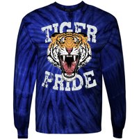 Tiger Pride Tiger Mascot Vintage School Sports Team Football Tie-Dye Long Sleeve Shirt